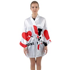 I Love Spumoni Long Sleeve Satin Kimono by ilovewhateva