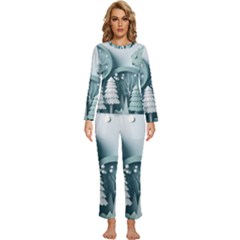 Background Christmas Winter Holiday Background Womens  Long Sleeve Lightweight Pajamas Set by Ravend