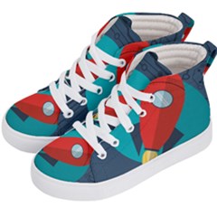 Rocket-with-science-related-icons-image Kids  Hi-top Skate Sneakers by Salman4z