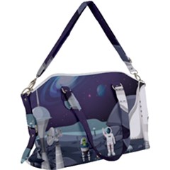 Alien-astronaut-scene Canvas Crossbody Bag by Salman4z