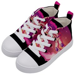 Astronaut-spacesuit-standing-surfboard-surfing-milky-way-stars Kids  Mid-top Canvas Sneakers by Salman4z