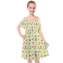 Seamless-pattern-musical-note-doodle-symbol Kids  Cut Out Shoulders Chiffon Dress by Salman4z