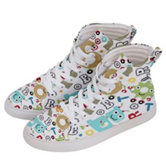 Seamless-pattern-vector-with-funny-robots-cartoon Women s Hi-top Skate Sneakers by Salman4z