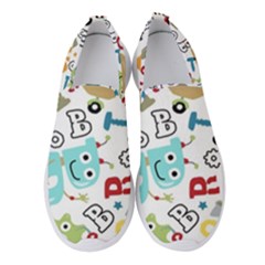 Seamless-pattern-vector-with-funny-robots-cartoon Women s Slip On Sneakers by Salman4z