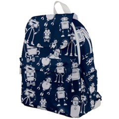 White-robot-blue-seamless-pattern Top Flap Backpack by Salman4z