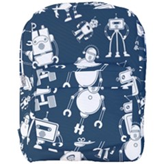 White-robot-blue-seamless-pattern Full Print Backpack by Salman4z