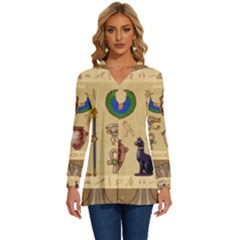 Egypt-horizontal-illustration Long Sleeve Drawstring Hooded Top by Salman4z