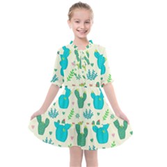 Cactus-succulents-floral-seamless-pattern Kids  All Frills Chiffon Dress by Salman4z