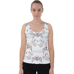 Cat-with-bow-pattern Velvet Tank Top by Salman4z