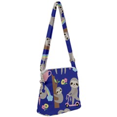 Hand-drawn-cute-sloth-pattern-background Zipper Messenger Bag by Salman4z