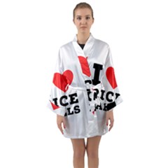 I Love Rice Balls Long Sleeve Satin Kimono by ilovewhateva