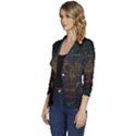 Mathematical-colorful-formulas-drawn-by-hand-black-chalkboard Women s One-Button 3/4 Sleeve Short Jacket View2