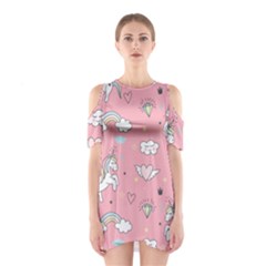 Cute-unicorn-seamless-pattern Shoulder Cutout One Piece Dress by Salman4z