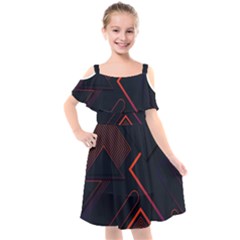 Gradient-geometric-shapes-dark-background-design Kids  Cut Out Shoulders Chiffon Dress by Salman4z