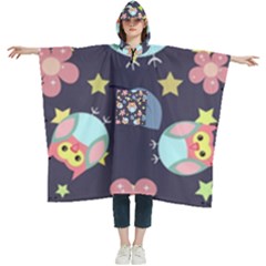 Owl-stars-pattern-background Women s Hooded Rain Ponchos by Salman4z