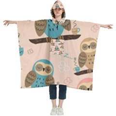 Seamless-pattern-owls-dream-cute-style-pajama-fabric Women s Hooded Rain Ponchos by Salman4z