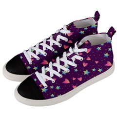 Colorful-stars-hearts-seamless-vector-pattern Men s Mid-top Canvas Sneakers by Salman4z