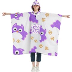 Purple-owl-pattern-background Women s Hooded Rain Ponchos by Salman4z