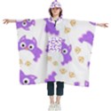 Purple-owl-pattern-background Women s Hooded Rain Ponchos View1