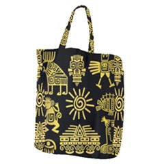 Maya-style-gold-linear-totem-icons Giant Grocery Tote