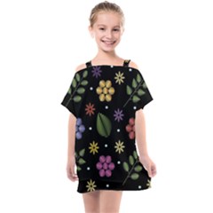 Embroidery-seamless-pattern-with-flowers Kids  One Piece Chiffon Dress by Salman4z