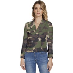 Texture-military-camouflage-repeats-seamless-army-green-hunting Women s Long Sleeve Revers Collar Cropped Jacket by Salman4z