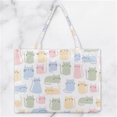 Cute-cat-colorful-cartoon-doodle-seamless-pattern Zipper Medium Tote Bag by Salman4z