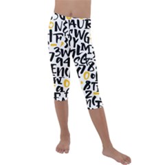 Letters-pattern Kids  Lightweight Velour Capri Leggings  by Salman4z