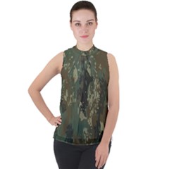 Camouflage-splatters-background Mock Neck Chiffon Sleeveless Top by Salman4z