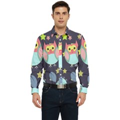 Owl-stars-pattern-background Men s Long Sleeve  Shirt by Salman4z