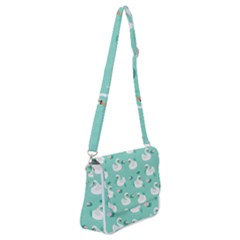 Elegant Swan Seamless Pattern Shoulder Bag With Back Zipper by pakminggu