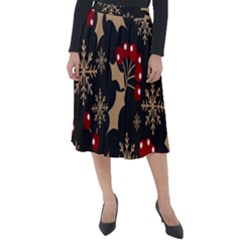 Christmas Pattern With Snowflakes Berries Classic Velour Midi Skirt  by pakminggu