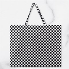 Black And White Checkerboard Background Board Checker Zipper Large Tote Bag by pakminggu