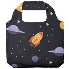 Cosmos Rockets Spaceships Ufos Foldable Grocery Recycle Bag by pakminggu