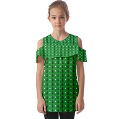 Green Christmas Tree Pattern Background Fold Over Open Sleeve Top by pakminggu