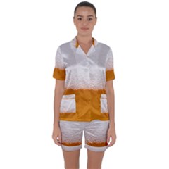 Beer Foam Bubbles Alcohol Glass Satin Short Sleeve Pajamas Set by pakminggu