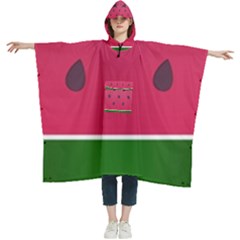 Watermelon Fruit Summer Red Fresh Food Healthy Women s Hooded Rain Ponchos by pakminggu