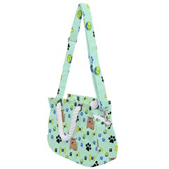 Dog Pattern Seamless Blue Background Scrapbooking Rope Handles Shoulder Strap Bag by pakminggu