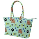 Dog Pattern Seamless Blue Background Scrapbooking Canvas Shoulder Bag View1