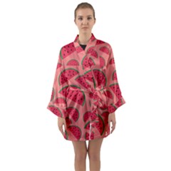 Watermelon Red Food Fruit Healthy Summer Fresh Long Sleeve Satin Kimono by pakminggu