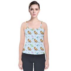 Pattern Giraffe Animal Seamless Scrapbooking Blue Velvet Spaghetti Strap Top by pakminggu