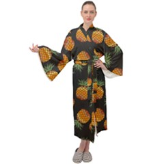 Pineapple Background Pineapple Pattern Maxi Velvet Kimono by pakminggu