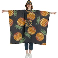 Pineapple Background Pineapple Pattern Women s Hooded Rain Ponchos by pakminggu