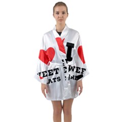 I Love Sweet Threats  Long Sleeve Satin Kimono by ilovewhateva