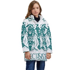 Green Insect Bee Illustration Kids  Hooded Longline Puffer Jacket by pakminggu