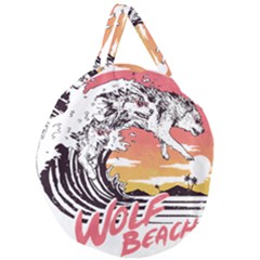 Gray Wolf Beach Waves A Wolf Animal Retro Giant Round Zipper Tote by pakminggu