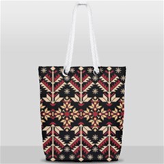 Vector Illustration Of Ukrainian Folk Seamless Pattern Ethnic Ornament Border Element Traditional Full Print Rope Handle Tote (small) by pakminggu