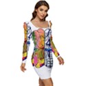 Brain Cerebrum Biology Abstract Women Long Sleeve Ruched Stretch Jersey Dress View2