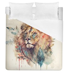 Lion Africa African Art Duvet Cover (queen Size) by pakminggu