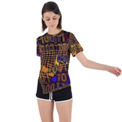 Binary Code Transformation Asymmetrical Short Sleeve Sports Tee by pakminggu